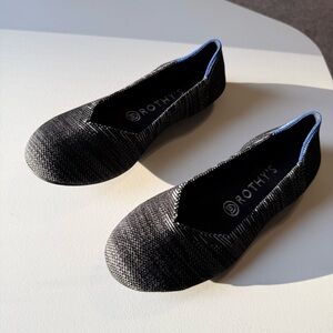 Rothy's, Black Silver Lattice Flats - Size 7.5